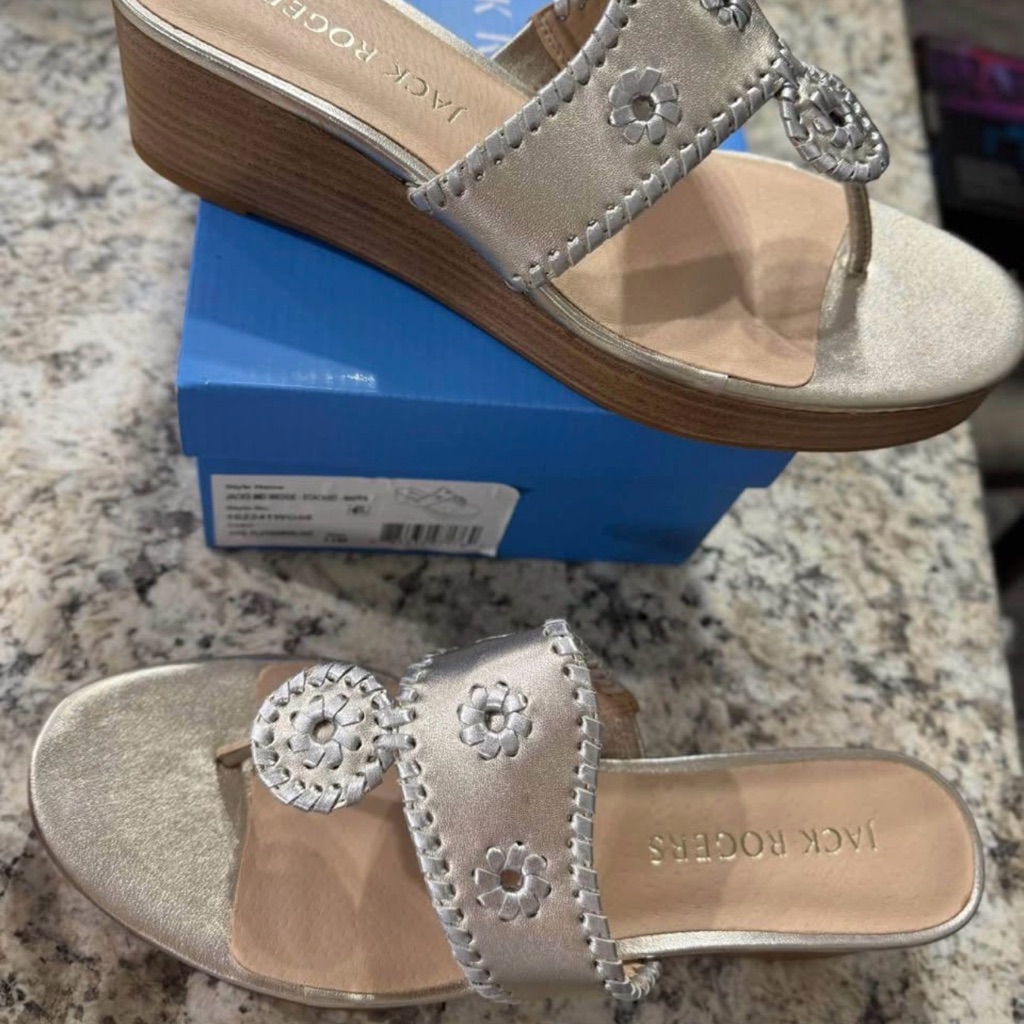 Jack Rogers Metallic Wedge Sandals